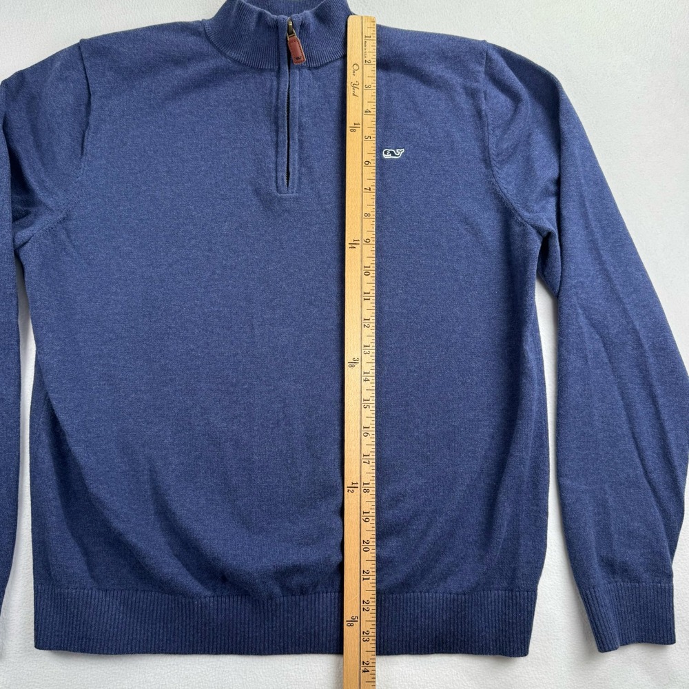 Vineyard Vines Kids Blue Heather 100% Cotton Quarter Zip Sweater XL 18 Logo - Picture 6 of 8